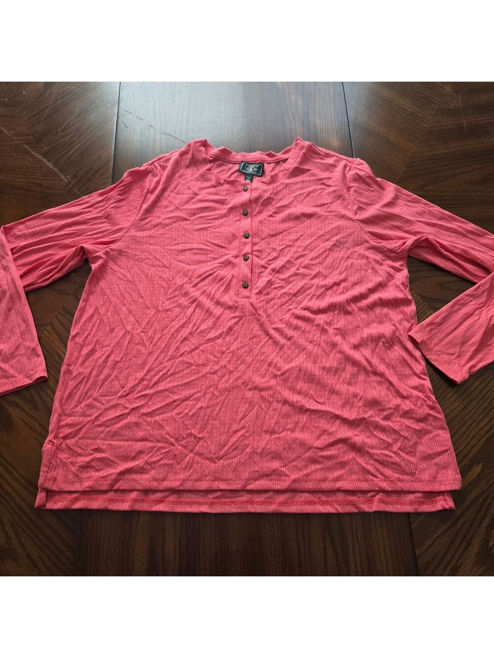 GH Bass and Co coral ribbed henley top XXL long sleeve casual favorite